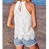 CUPSHE Women’s Tank Tops Hollow Out Lace Boho Blouse Eyelet Embroidery Sleeveless Tops Shirts White M