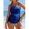 CUPSHE Women’s Tankini Sets Maternity Two Piece Swimsuit Pregnant Adjustable Straps Side Drawstring(Navy Blue/Floral)