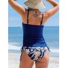 CUPSHE Women’s Tankini Sets Maternity Two Piece Swimsuit Pregnant Adjustable Straps Side Drawstring(Navy Blue/Floral)