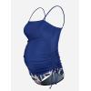 CUPSHE Women’s Tankini Sets Maternity Two Piece Swimsuit Pregnant Adjustable Straps Side Drawstring(Navy Blue/Floral)
