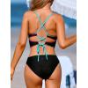 CUPSHE Women’s Tankini Sets Scoop Neck Shell Stitch Two Piece Swimsuit Crisscross Strappy Mid Rise Swimwear(Black)