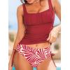 CUPSHE Women’s Tankini Sets Square Neck Two Piece Bathing Suits Ruching Side Drawstring Adjustable Straps Back Hook Swimwear(Red/Tropical)