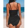 CUPSHE Women’s Tankini Sets Surplice V Neck Two Piece Bathing Suits Adjustable Straps Cutout Swimwear Drawsrting(Black)