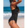 CUPSHE Women’s Tankini Sets Surplice V Neck Two Piece Bathing Suits Adjustable Straps Cutout Swimwear Drawsrting(Black)