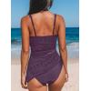 CUPSHE Women’s Tankini Sets Surplice V Neck Two Piece Bathing Suits Adjustable Straps Cutout Swimwear Drawsrting(Blackberry)