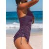 CUPSHE Women’s Tankini Sets Surplice V Neck Two Piece Bathing Suits Adjustable Straps Cutout Swimwear Drawsrting(Blackberry)