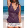 CUPSHE Women’s Tankini Sets Surplice V Neck Two Piece Bathing Suits Adjustable Straps Cutout Swimwear Drawsrting(Blackberry)
