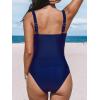 CUPSHE Women’s Tankini Sets Two Piece Swimsuit High Waisted Sweetheart Neck Front U Cutout Adjustable Straps(Navy Blue)