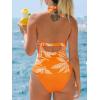 CUPSHE Women’s Tankini Sets Two Piece Swimsuit Plunging V Neck Wide Straps Underwire Bathing Suit Mid Rise(Orange Floral)