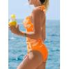 CUPSHE Women’s Tankini Sets Two Piece Swimsuit Plunging V Neck Wide Straps Underwire Bathing Suit Mid Rise(Orange Floral)