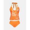 CUPSHE Women’s Tankini Sets Two Piece Swimsuit Plunging V Neck Wide Straps Underwire Bathing Suit Mid Rise(Orange Floral)