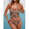CUPSHE Women’s Tankini Sets Two Piece Swimsuit Scoop Neck Adjustable Straps Bathing Suit Mid Rise(Brown Leopard)
