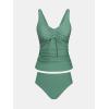 CUPSHE Women’s Tankini Sets Two Piece Swimsuit V Neck Bathing Suit Adjustable Straps Ruched Drawstring Mid Rise(Sage Green)