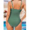 CUPSHE Women’s Tankini Sets Two Piece Swimsuit V Neck Bathing Suit Adjustable Straps Ruched Drawstring Mid Rise(Sage Green)