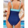 CUPSHE Women’s Tankini Sets Two Piece Swimsuit V Neck Bathing Suit Adjustable Straps Ruched Drawstring Mid Rise(Sky Blue/Navy Blue)