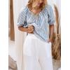 CUPSHE Women’s Tie Front Striped Shirt Cute Babydoll Tops Short Puffy Sleeve Blouse 2025 Summer Trendy Vacation Outfits(Blue)