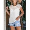 CUPSHE Womens Top Eyelet Lace Mock Neck Short Sleeve Blouse Casual Hollow Out Shirts Loose Trendy(White)