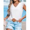 CUPSHE Womens Top Eyelet Lace V Neck Flutter Sleeve Blouse Casual Hollow Out Shirts Loose Trendy(White)