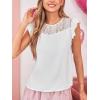 CUPSHE Womens Top Floral Mock Neck Short Sleeves Lace Blouse Casual Loose(White)