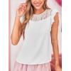 CUPSHE Womens Top Floral Mock Neck Short Sleeves Lace Blouse Casual Loose(White)
