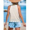 CUPSHE Women’s Top Halter Neck Sleeveless Crochet Knit Cover-Up Top Casual Vacation(White)