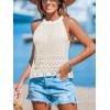 CUPSHE Women’s Top Halter Neck Sleeveless Crochet Knit Cover-Up Top Casual Vacation(White)