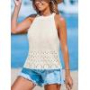 CUPSHE Women’s Top Halter Neck Sleeveless Crochet Knit Cover-Up Top Casual Vacation(White)