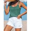 CUPSHE Womens Top Knit Scoop Neck Sleeveless Tank Top Double Strap Blouse Casual Loose(Green)