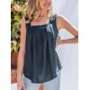 CUPSHE Womens Top Square Neck Sleeveless Curved Hem Relaxed Blouse Casual Loose(Black)