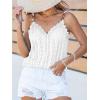CUPSHE Womens Top V Neck Lace Sleeveless Shirts Hallow Out Dressy Tank Tops 2025 Fashion Blouse Summer Casual(Mint White)