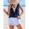 CUPSHE Womens Top V Neck Sleeveless Dots Shirt Lace Neck Blouse Relaxed Casual Loose(Blue)