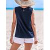 CUPSHE Womens Top V Neck Sleeveless Dots Shirt Lace Neck Blouse Relaxed Casual Loose(Blue)