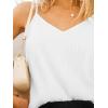 CUPSHE Womens Top V Neck Sleeveless Ruching Ruffled Blouse Casual Loose Vacation(White)