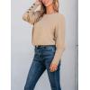 CUPSHE Womens Top Woven Mock Neck Puff Long Sleeves Buttons Blouse Casual Loose(Khaki)