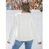 CUPSHE Womens Tops Eyelet Long Sleeve Blouse V-Neck Shirts Dressy Casual Blouses for Women White