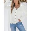 CUPSHE Womens Tops Eyelet Long Sleeve Blouse V-Neck Shirts Dressy Casual Blouses for Women White