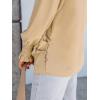 CUPSHE Women’s Tops V Neck Ruching Woven Blouson Long Sleeves Smocked Cuffs Draped Blouses Trendy Dressy(Khaki)