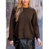 CUPSHE Women’s Trendy Knit Bow Sweater Long Sleeve Round Neck Casual Fall Winter Tops(Brown)