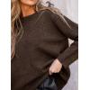 CUPSHE Women’s Trendy Knit Bow Sweater Long Sleeve Round Neck Casual Fall Winter Tops(Brown)