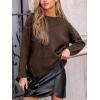 CUPSHE Women’s Trendy Knit Bow Sweater Long Sleeve Round Neck Casual Fall Winter Tops(Brown)