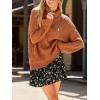 CUPSHE Womens Turtleneck Chunky Knit Sweater High Neck Cable Knit Sweater Casual Fit Long Sleeve Sweater Tops(Brown)