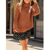 CUPSHE Womens Turtleneck Chunky Knit Sweater High Neck Cable Knit Sweater Casual Fit Long Sleeve Sweater Tops(Brown)
