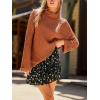 CUPSHE Womens Turtleneck Chunky Knit Sweater High Neck Cable Knit Sweater Casual Fit Long Sleeve Sweater Tops(Brown)