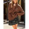 CUPSHE Womens Turtleneck Chunky Knit Sweater High Neck Cable Knit Sweater Casual Fit Long Sleeve Sweater Tops(Deep Brown)