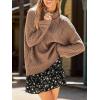 CUPSHE Womens Turtleneck Chunky Knit Sweater High Neck Cable Knit Sweater Casual Fit Long Sleeve Sweater Tops(Taupe)