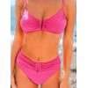 CUPSHE Women’s Two Piece Bikini Sets Scoop Neck V Wire Bathing Suits Ruching Back Hook Adjustable Straps(Hot Pink)