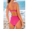 CUPSHE Women’s Two Piece Bikini Sets Scoop Neck V Wire Bathing Suits Ruching Back Hook Adjustable Straps(Hot Pink)