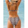 CUPSHE Women’s Two Piece Bikini Sets V Neck Bathing Suits Ladder Trim Back Hook Adjustable Straps(Brown Geo)