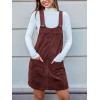 CUPSHE Women’s U Neck Pinafore Mini Fall Dress Shoulder Straps with Button Front Patch Pockets Casual Autumn Dresses(Brown)