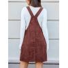 CUPSHE Women’s U Neck Pinafore Mini Fall Dress Shoulder Straps with Button Front Patch Pockets Casual Autumn Dresses(Brown)